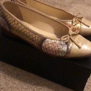 CHANEL Gold and Silver Flats